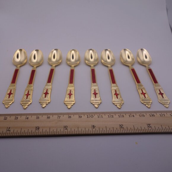 Stainless Steel Japan Red and Gold 4.5 Inch Long Spoons - Picture 4 of 7